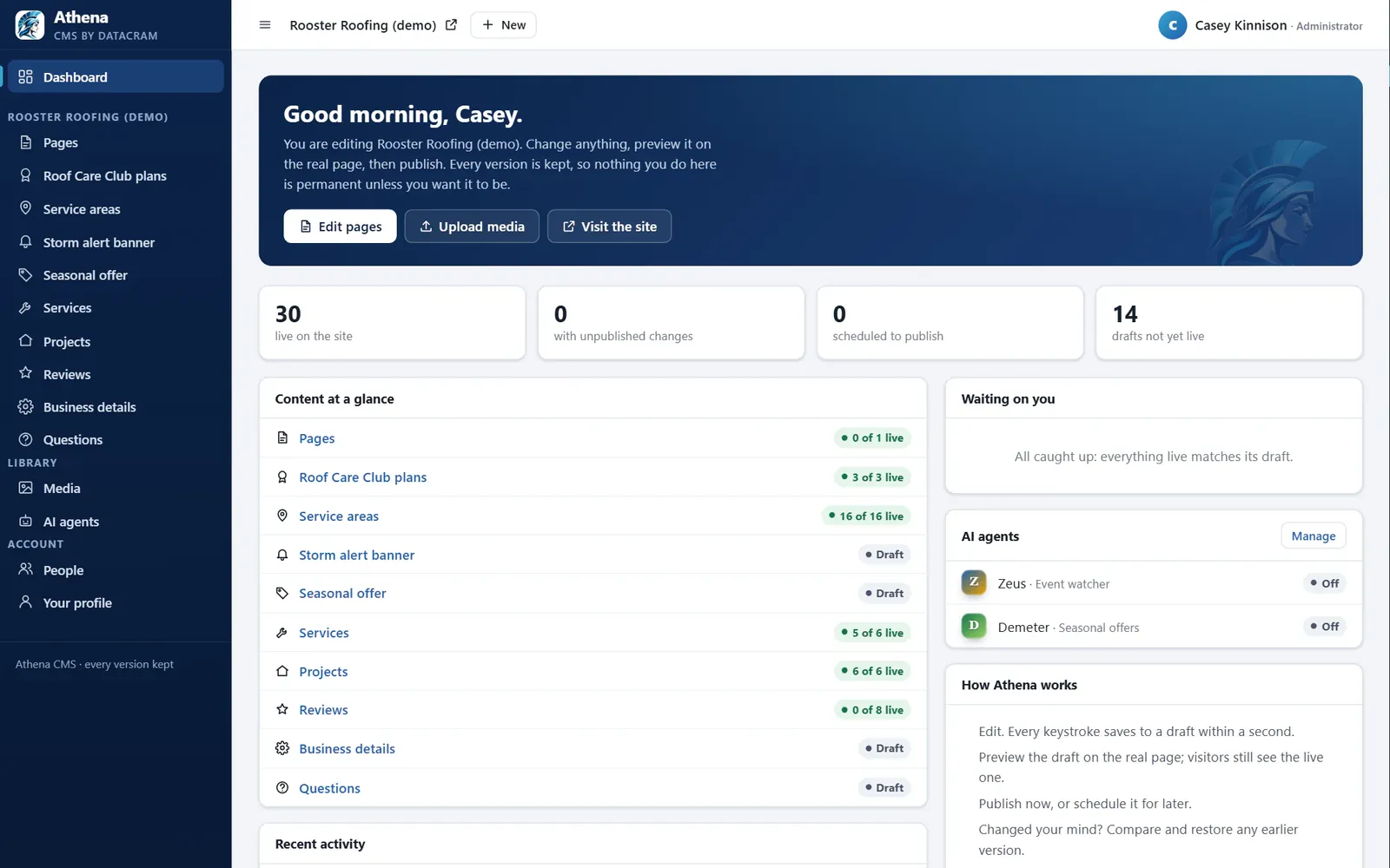 Athena CMS (DataCram) website