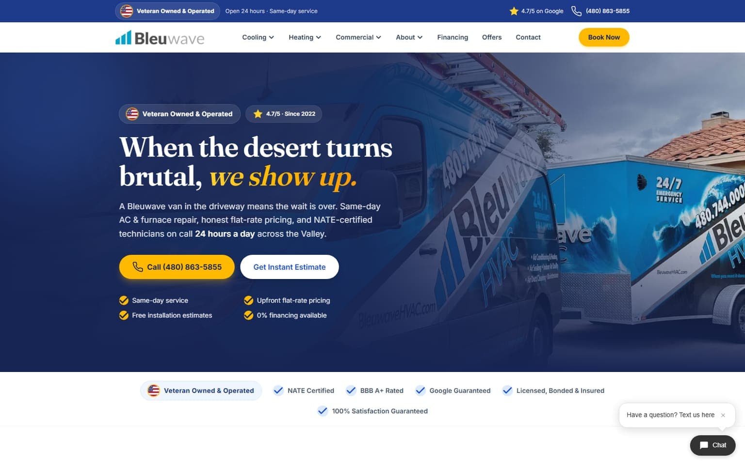 Bleuwave HVAC website