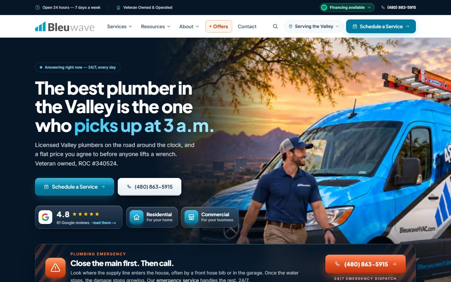 Bleuwave Plumbing website